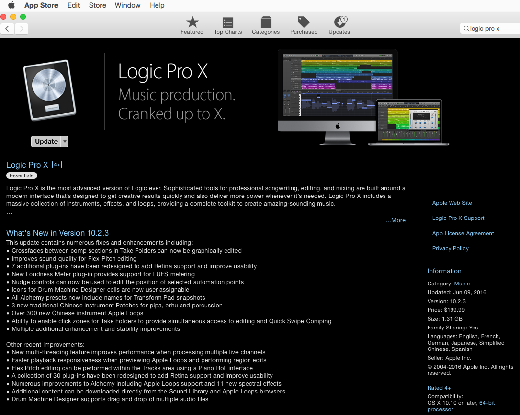 logic pro x 10.2.4 update download